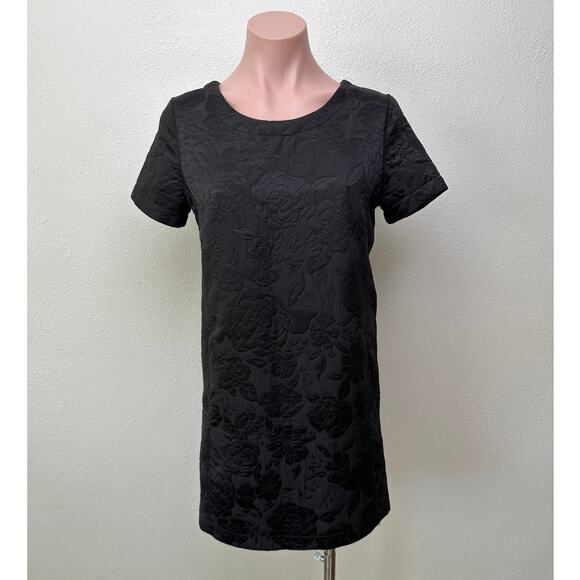 Silence and Noise Women’s Black Floral Jacquard Mini Dress US S Short Sleeve - Picture 4 of 13